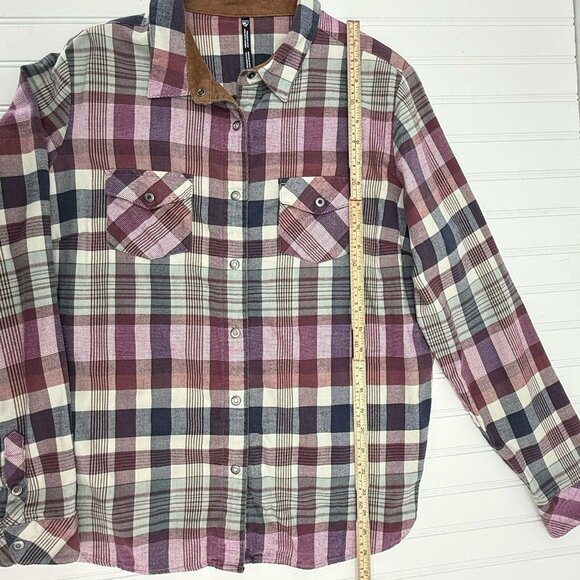 Kuhl Tess Flannel Button Front Shirt Longsleeve Plaid Western in‎ Deep Blush L - Picture 5 of 8
